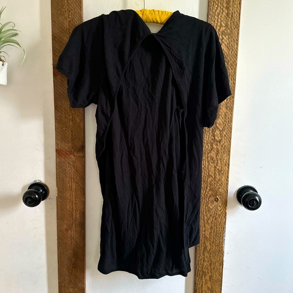Theyskens’ Theory Black Layered Short Sleeve Tunic Tee Womens Small 100% Cotton